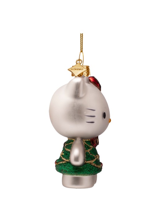 Vondels Hello Kitty kerstboom kersthanger 8,5 cm - detail donkergroen