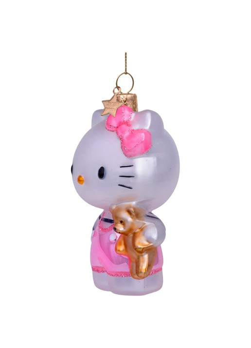 Vondels Hello Kitty met Beer kersthanger 9 cm - voorkant 2 roze