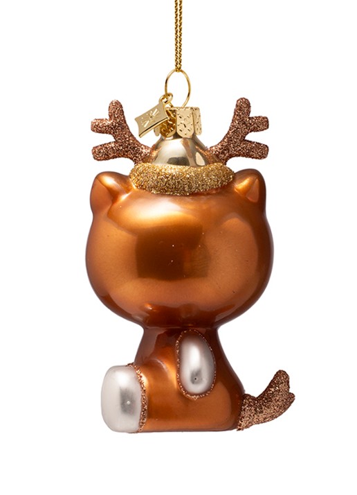 Vondels Hello Kitty Rendier kersthanger 9,5 cm - detail brons