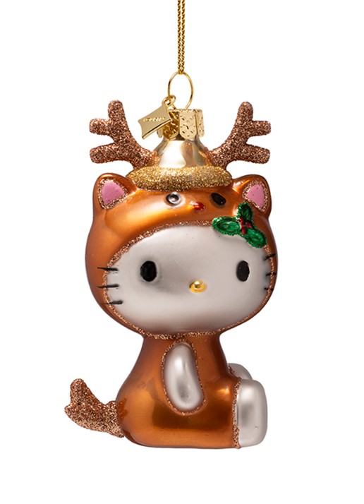 Vondels Hello Kitty Rendier kersthanger 9,5 cm - voorkant 3 brons