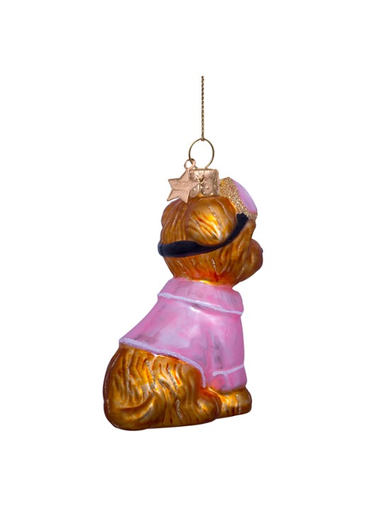 Vondels Hond met pyjama en slaapmasker 8,5 cm - detail 2 roze