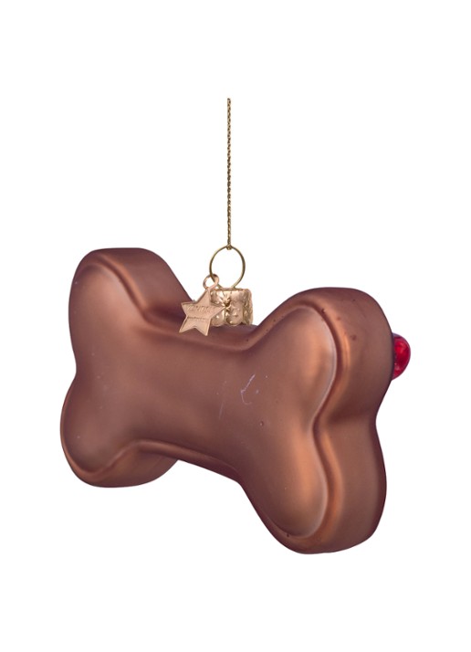 Vondels Hondenbot kersthanger 5 cm - detail 3 bruin