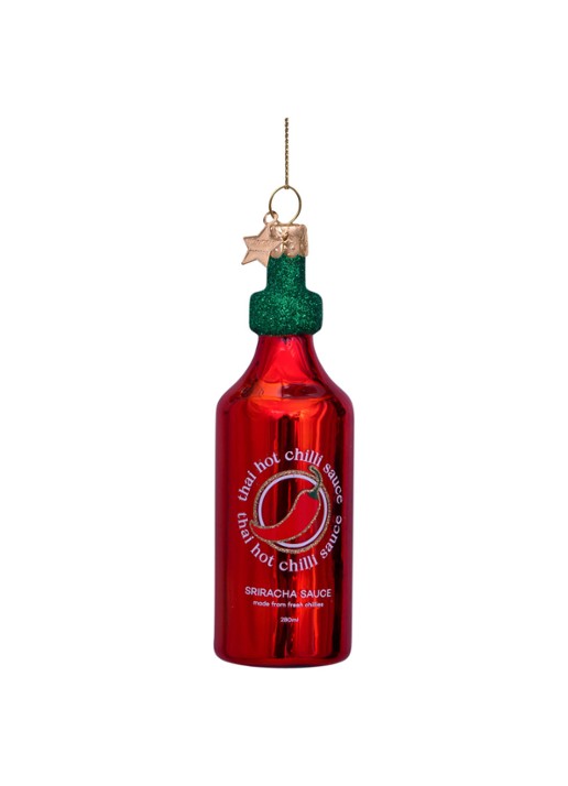 Vondels Hot Chilli Saus kersthanger 11 cm - voorkant multicolor