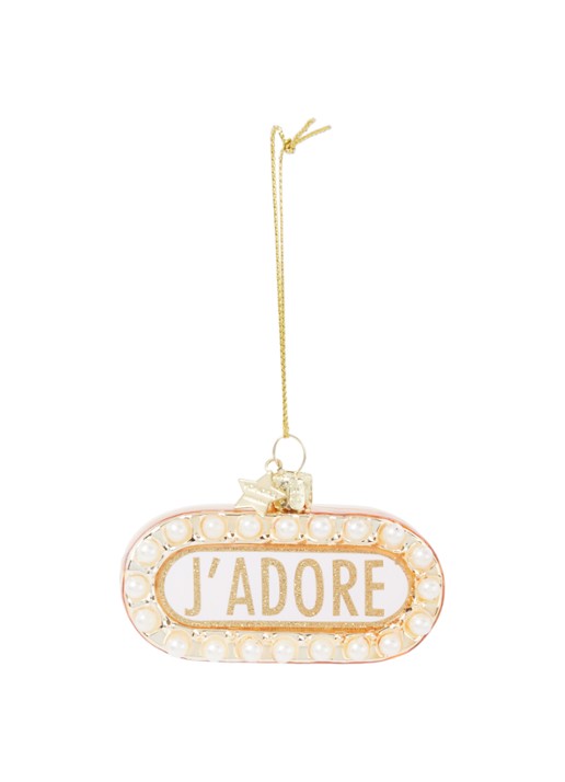 Vondels J'ADORE kersthanger 8,5 cm - voorkant 2 goud