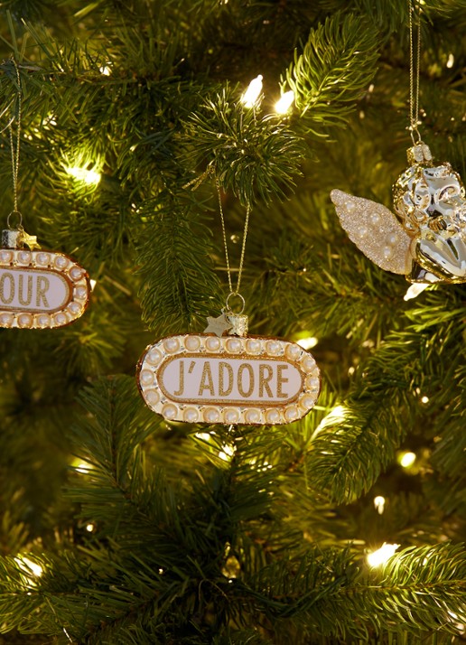 Vondels J'ADORE kersthanger 8,5 cm - voorkant 3 goud
