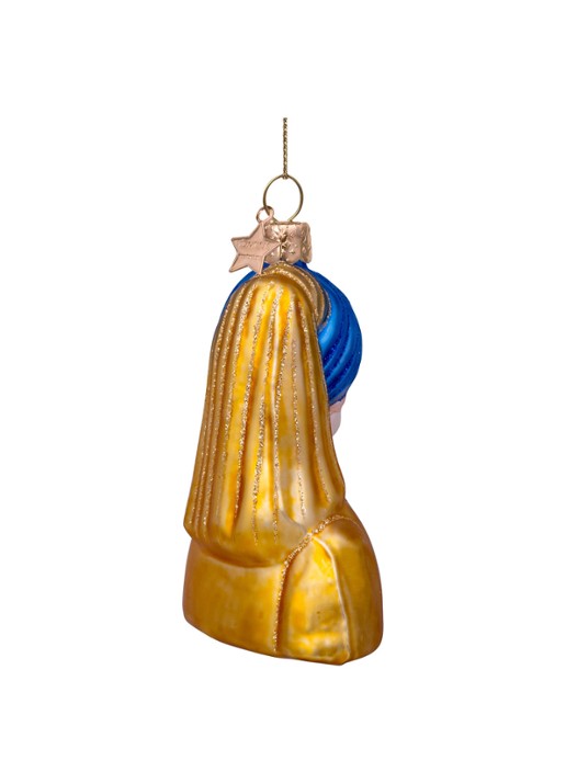 Vondels Johannes Vermeer Meisje met de Parel kersthanger 8 cm - detail 5 multicolor