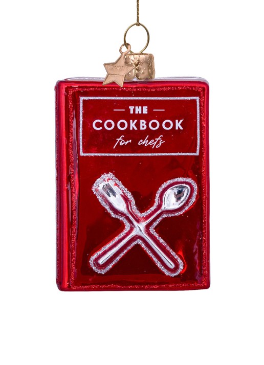 Vondels Kookboek kersthanger 9 cm - voorkant rood