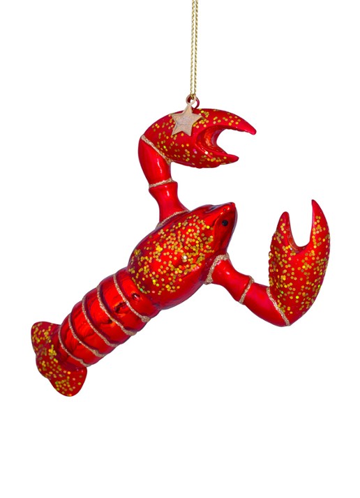Vondels Kreeft kersthanger 13,5 cm - detail rood