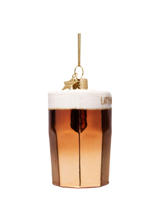 Vondels Latte Macchiato kersthanger 9cm - detail bruin
