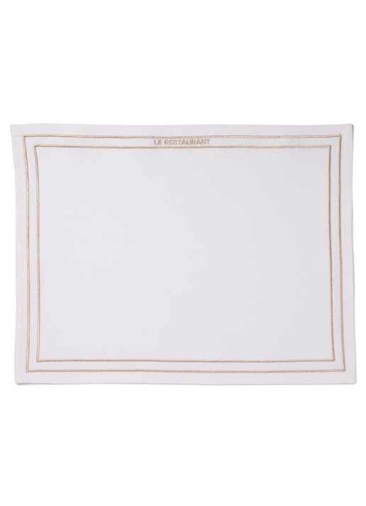 Vondels Le Restaurant placemat 42 x 32 cm set van 2 - detail wit