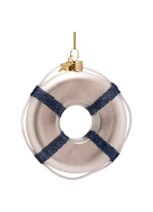 Vondels Lifebuoy Skinny Dipping kersthanger 9,5 cm - achterkant 4 wit