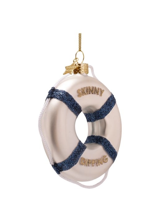 Vondels Lifebuoy Skinny Dipping kersthanger 9,5 cm - detail wit