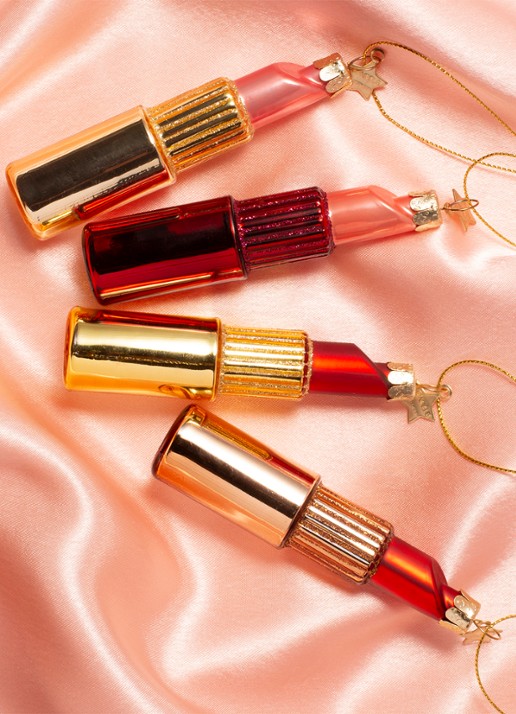 Vondels Lipstick kersthanger 11 cm - voorkant 2 goud