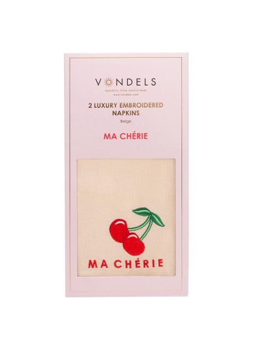Vondels Ma Cherie servetten 45 x 45 cm set van 2 - detail 4 beige
