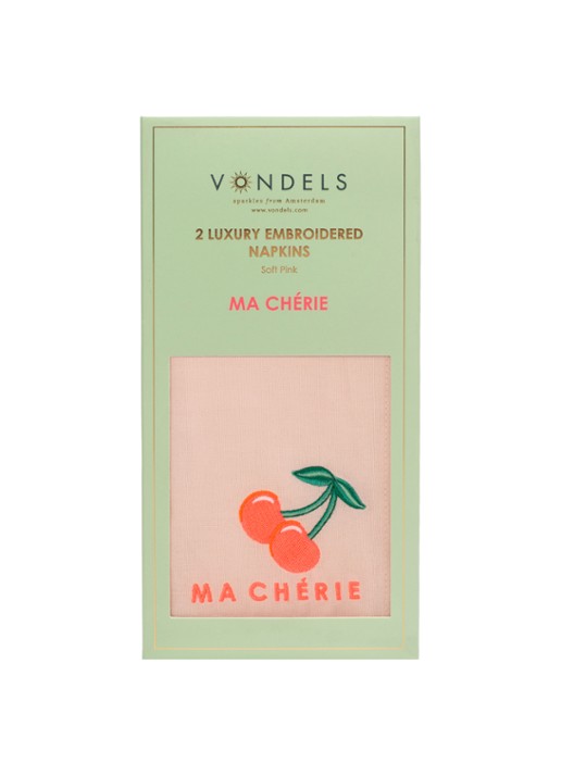 Vondels Ma Cherie servetten 45 x 45 cm set van 2 - detail 4 roze