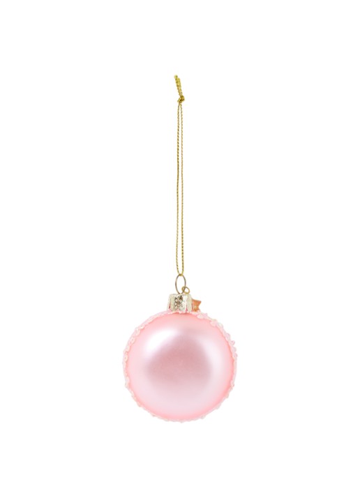 Vondels Macaron kersthanger 7 cm - voorkant roze