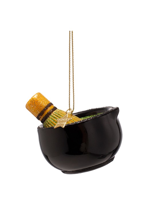 Vondels Matcha Thee Set kersthanger 6 cm - achterkant zwart