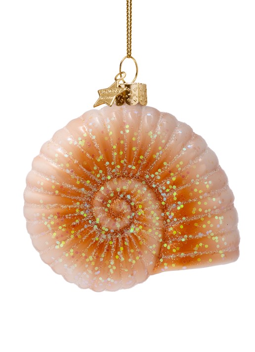 Vondels Nautilusschelp kersthanger 8 cm - detail oranje