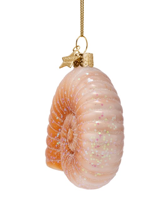 Vondels Nautilusschelp kersthanger 8 cm - detail 2 oranje