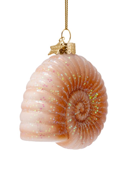 Vondels Nautilusschelp kersthanger 8 cm - voorkant 6 oranje