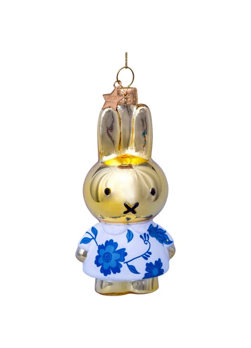 Vondels Nijntje/Miffy in Delfts Blauw Jurk kersthanger 11 cm