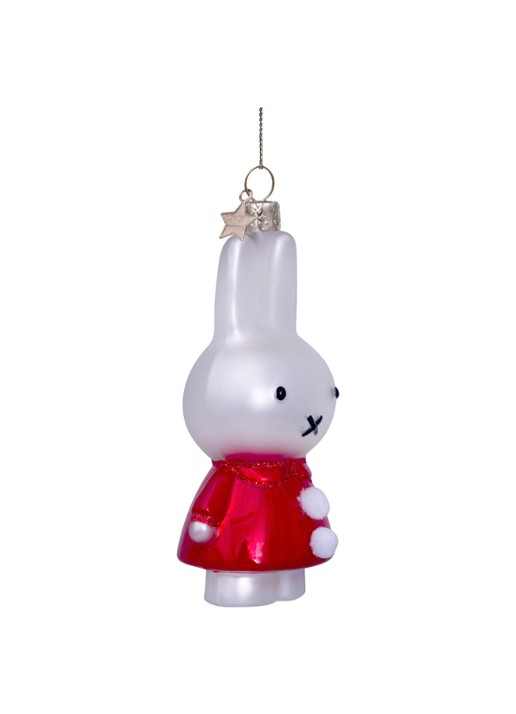 Vondels Nijntje/Miffy in kerstjurk kersthanger 11,5 cm - detail 2 rood