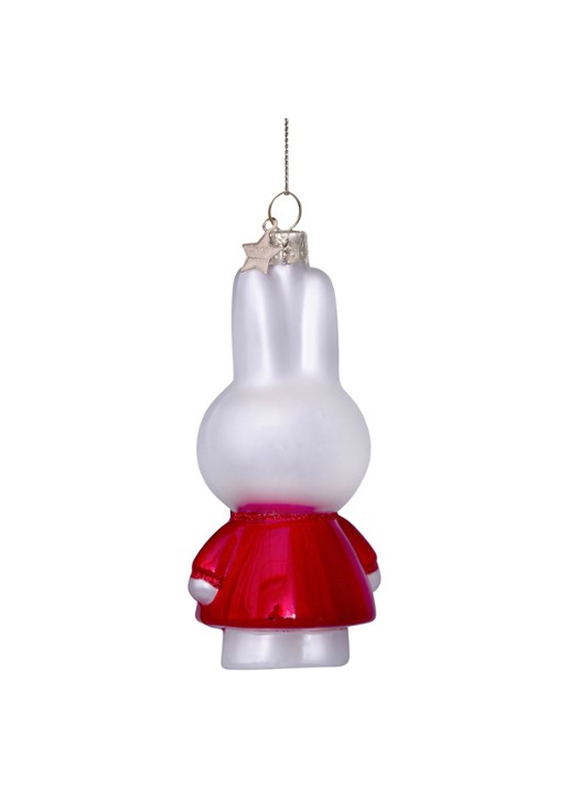 Vondels Nijntje/Miffy in kerstjurk kersthanger 11,5 cm - detail 3 rood