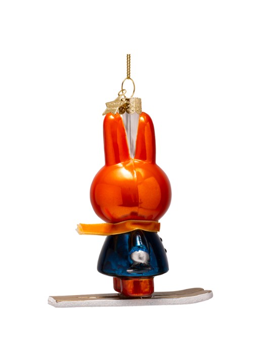 Vondels Nijntje-Miffy op Skiën kersthanger 12 cm - achterkant 3 oranje