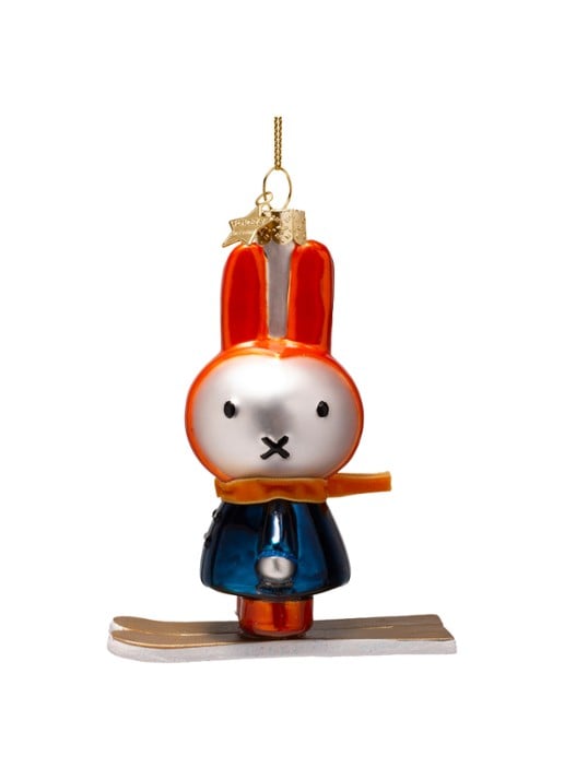 Vondels Nijntje-Miffy op Skiën kersthanger 12 cm