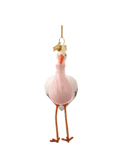 Vondels Ooievaar Met Baby kersthanger 11,5 cm - detail roze
