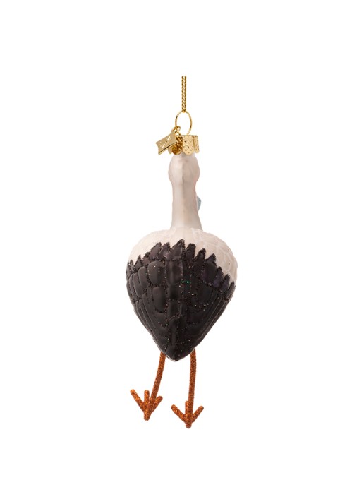 Vondels Ooievaar Met Baby kersthanger 11,5 cm - achterkant 4 blauw