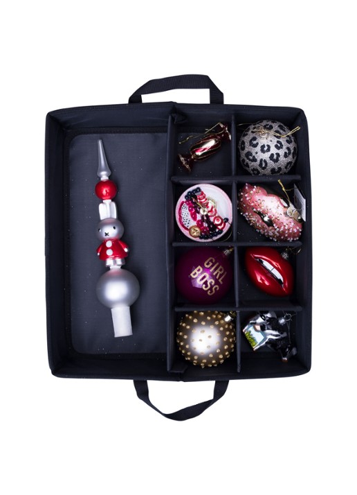 Vondels Opbergdoos kersthangers / kerstballen 34 x 34 cm - detail 5 zwart