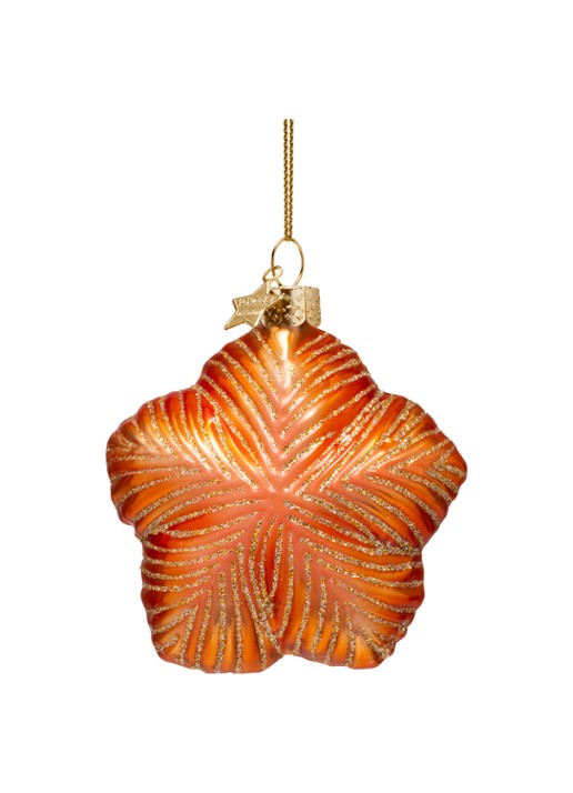 Vondels Oranje Hibiscus kersthanger 8,5 cm - achterkant 2 oranje