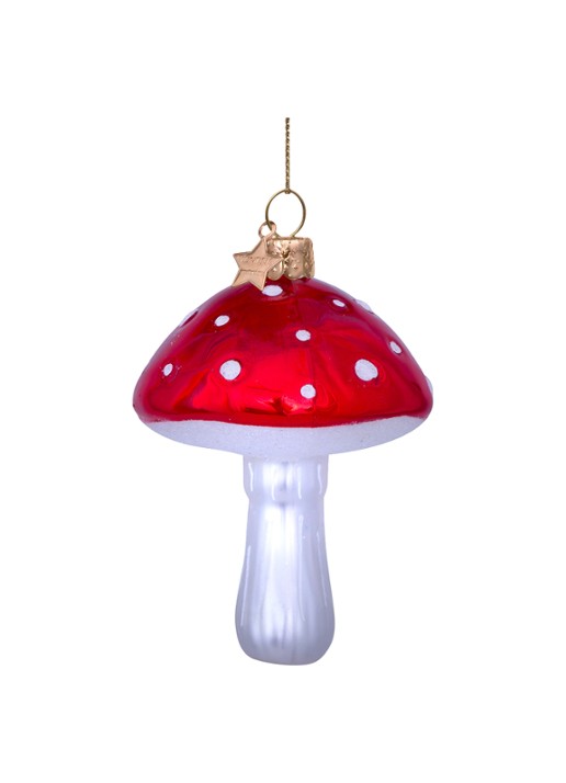 Vondels paddenstoel kersthanger 8,5cm - achterkant rood