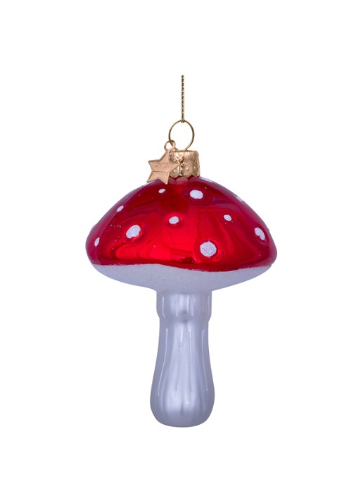 Vondels paddenstoel kersthanger 8,5cm - detail 3 rood