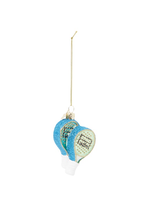 Vondels Padel Racket kersthanger 10 cm - voorkant groen