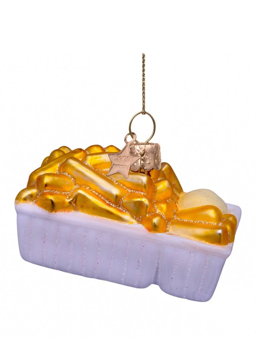 Vondels Patat met mayonaise kersthanger 6 cm - detail wit