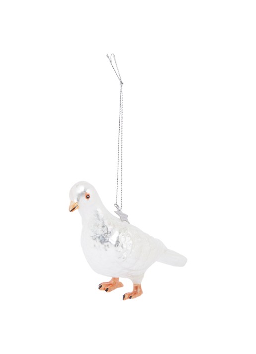 Vondels Pigeon kersthanger 7,5 cm - voorkant parelmoer