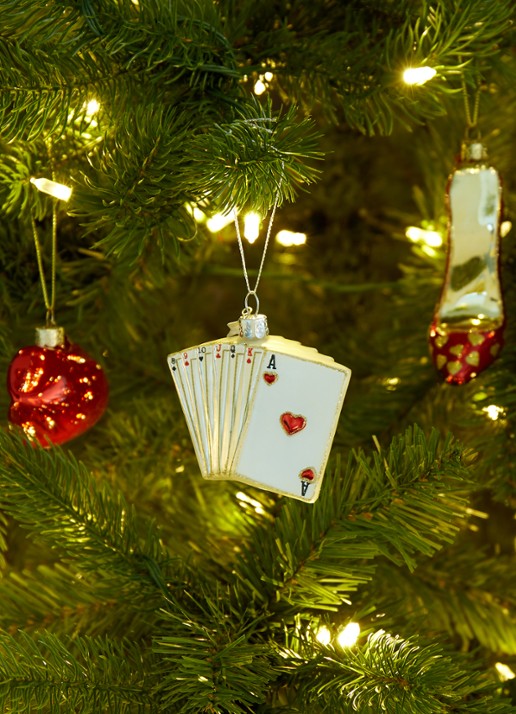 Vondels Playingcard kersthanger 7 cm - voorkant 2 parelmoer