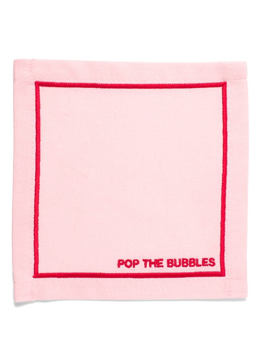 Vondels Pop the Bubbles servetten 14 x 14 cm set van 2 - voorkant 2 roze