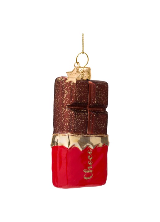 Vondels Pure Chocoladereep kersthanger 9 cm - detail 5 bruin
