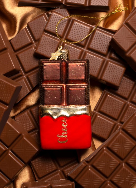 Vondels Pure Chocoladereep kersthanger 9 cm - voorkant 2 bruin