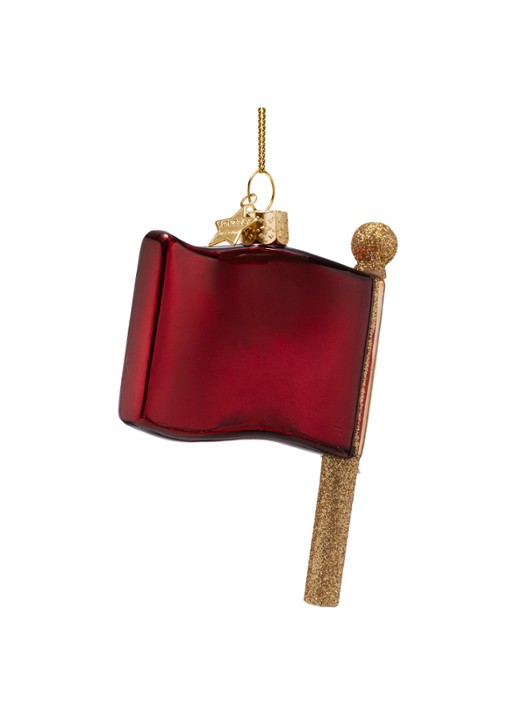 Vondels Red Flag kersthanger 10,5cm - achterkant 3 rood