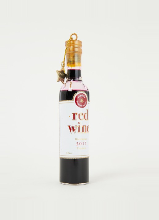 Vondels Red Wine Bottle kersthanger 11 cm - detail 3 aubergine