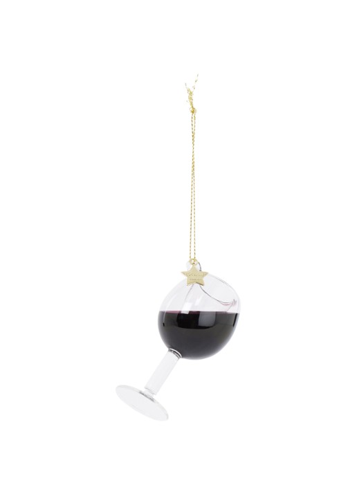 Vondels Red Wine Glass kersthanger 7,5 cm - voorkant 2 bordeauxrood