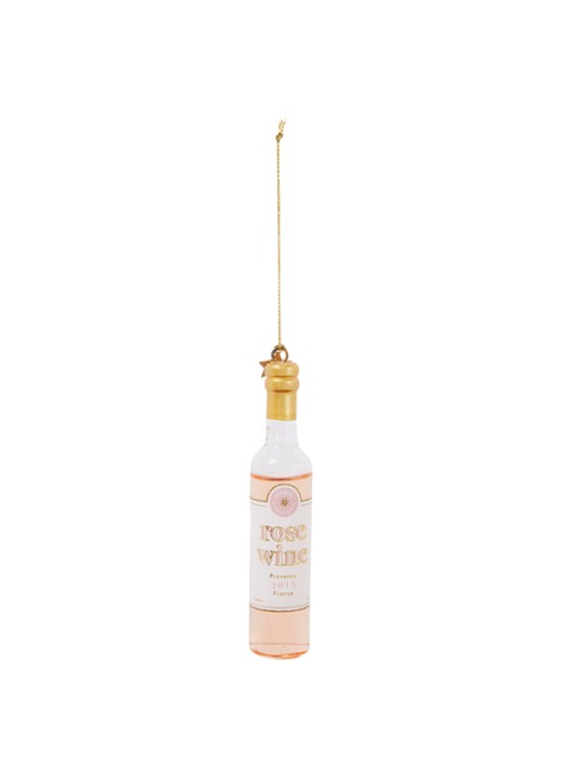 Vondels Rose Wine Bottle kersthanger 11 cm - voorkant 2 lichtoranje