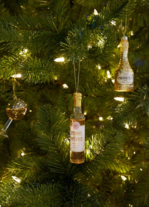 Vondels Rose Wine Bottle kersthanger 11 cm - voorkant 3 lichtoranje