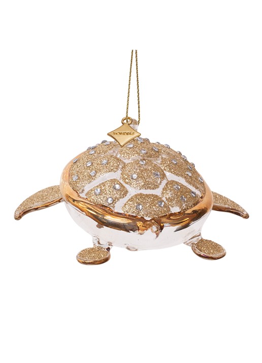 Vondels Schildpad kersthanger 4 cm - achterkant goud