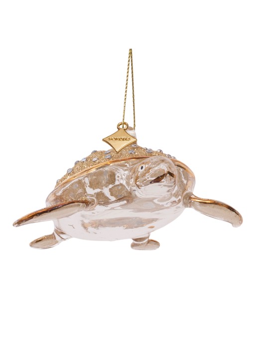 Vondels Schildpad kersthanger 4 cm - voorkant 3 goud