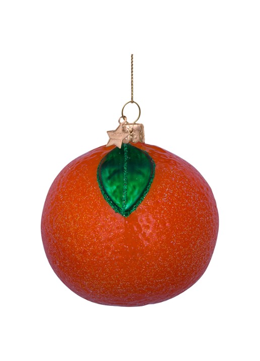 Vondels Sinaasappel kersthanger 7 cm - voorkant 2 oranje